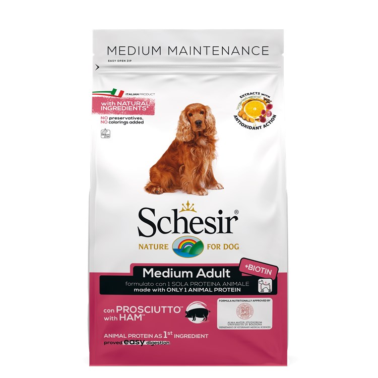 Schesir Dog Medium Adult Prosciutto Monoproteico Mantenimento 12 