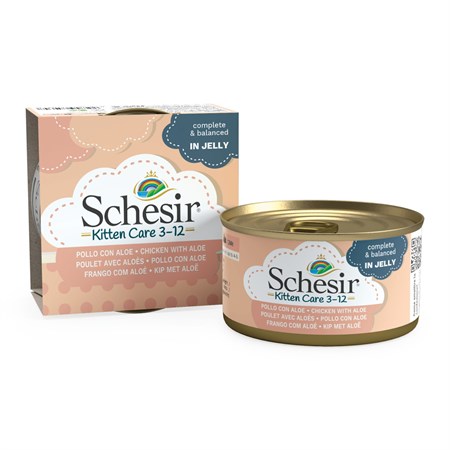 schesir in gelatina kitten pollo con aloe 85 gr per gattini