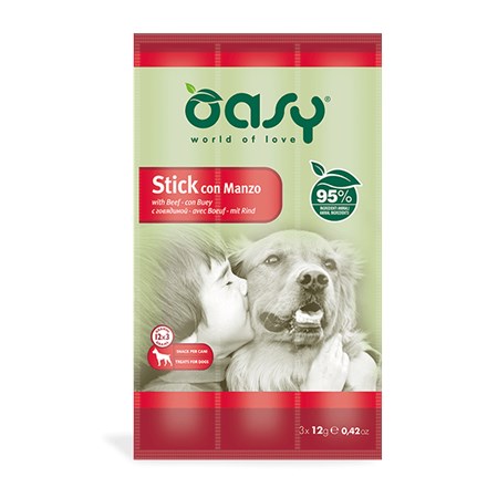 snack dog oasy stick 12 gr manzo per cane
