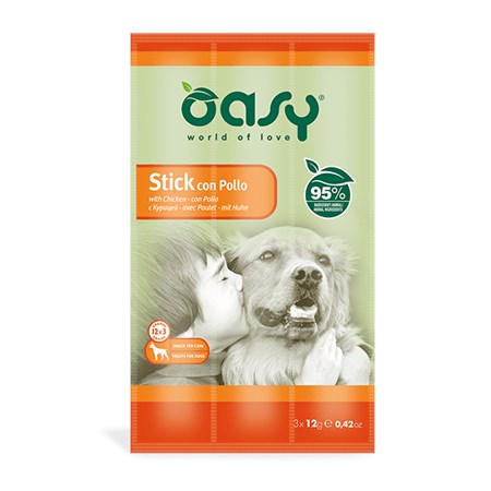 snack dog oasy stick 12 gr pollo per cane