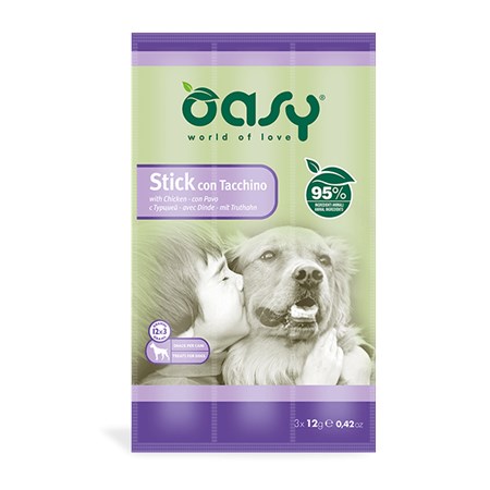 snack dog oasy stick 12 gr tacchino per cane