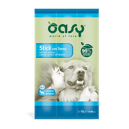 snack dog oasy stick 12 gr tonno per cane