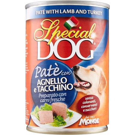 special dog all breeds adult pate con agnello e tacchino 400 gr umido cane