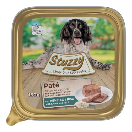 stuzzy dog pate agnello e riso 150 gr cibo in vaschetta per cani