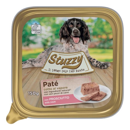stuzzy dog pate prosciutto 150 gr cibo in vaschetta per cani