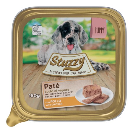 stuzzy dog pate puppy pollo 150 gr cibo in vaschetta per cani