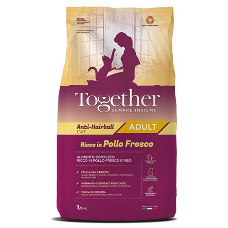 together cat adult ricco in pollo fresco anti hairball 20 kg gatto
