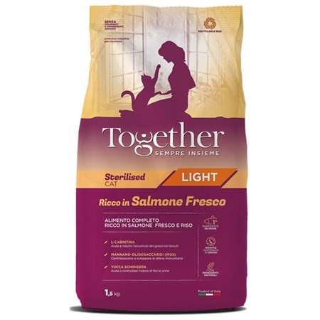 together cat adult sterilised light ricco in salmone fresco 20 kg gatto
