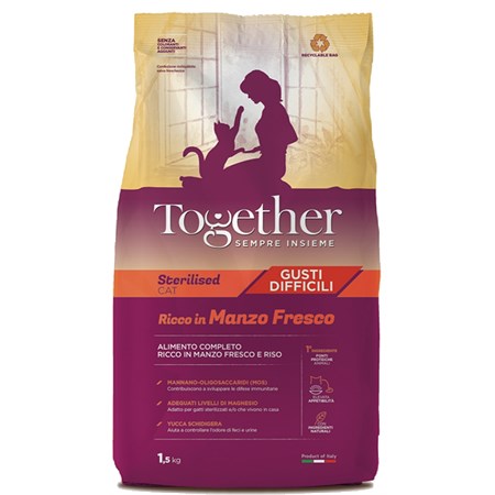 together cat adult sterilised ricco in manzo fresco 6 kg gatto