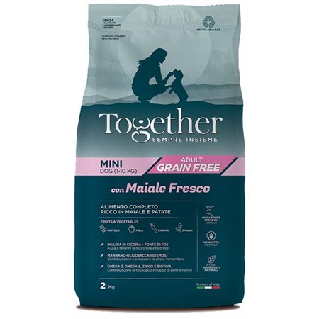together dog adult mini grainfree con maiale fresco 7 kg cane