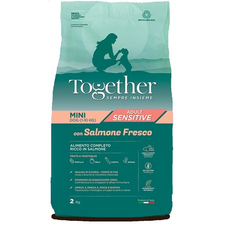 together dog adult mini sensitive con salmone fresco 7 kg cane