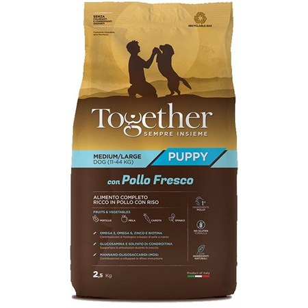 together dog puppy medium large con pollo fresco 12 kg