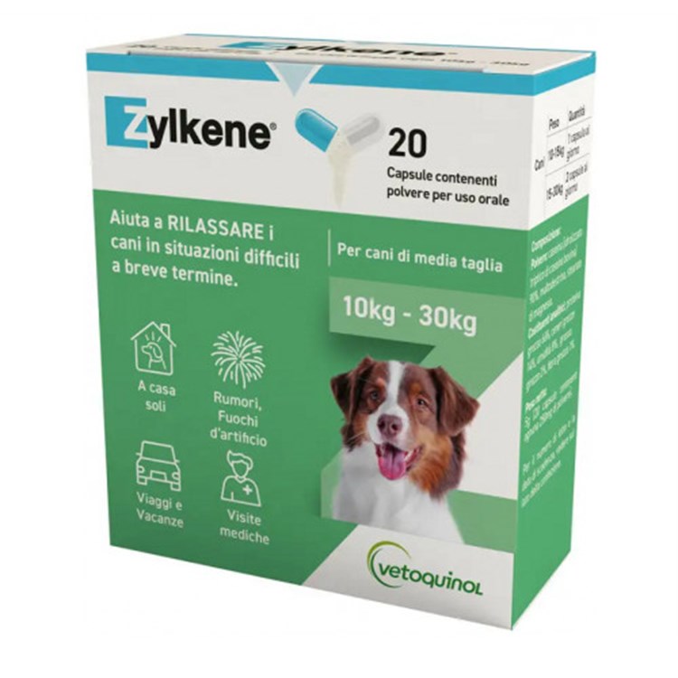 Vetenoquinol Zylkene 225 mg 20 Capsule Per Cani Da 10 kg A 30 KG