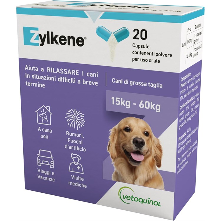 Vetenoquinol Zylkene 450 mg 20 Capsule Per Cani Da 15 kg a 60 kg