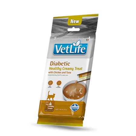 vetlife cat diabetic creamy treat pollo e tonno 60 gr