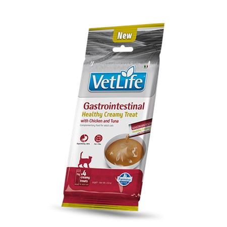 vetlife cat gastrointestinal creamy treat pollo e tonno 60 gr
