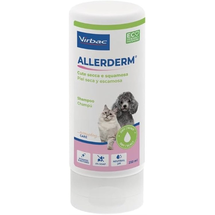 Virbac Allerderm Shampoo Cute Secca e Squamosa 250 ml Per Cani e Gatti