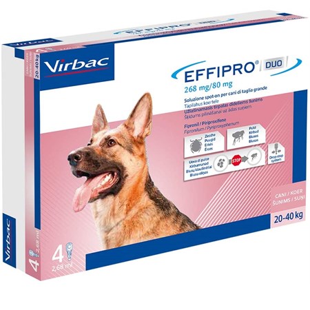Virbac Effipro Duo Spot-on 20 - 40 kg 4 Pipette Cane in Cani